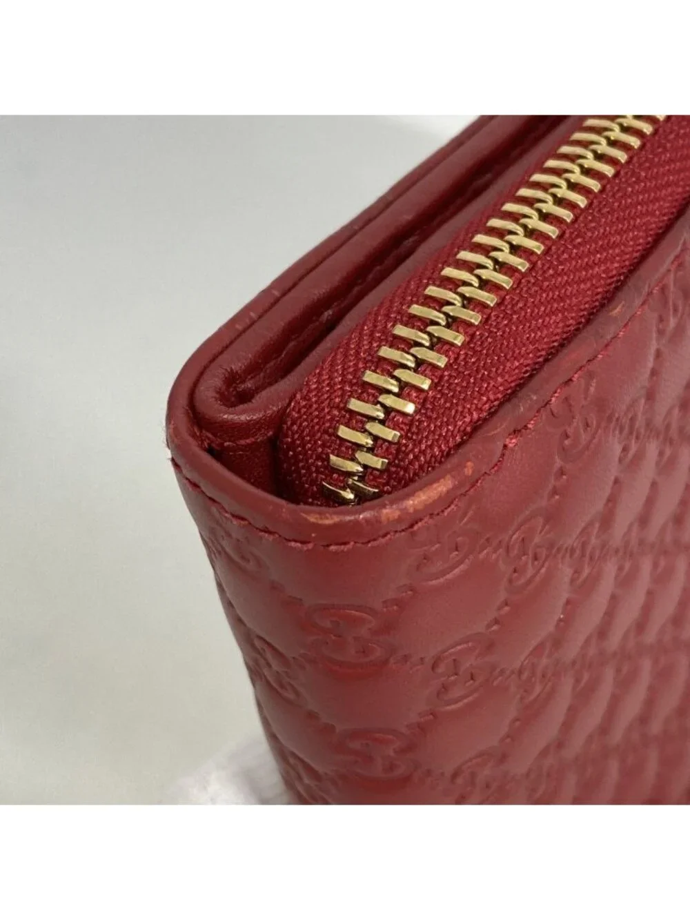 Gucci Wallet Micro Guccissima Leather Bordeaux Champagne Gold - Picture 6 of 8